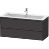 Duravit Ketho 2 wastafelonderbouwkast met 2 laden voor enkele wastafel 121x48x55cm met grepen antraciet grafiet supermat SW772972