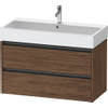 Duravit Ketho 2 wastafelonderbouwkast met 2 laden 98.4x46x54.9cm met grepen antraciet donker noten mat SW772015