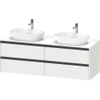 Duravit Ketho 2 wastafelonderbouwkast incl. consoleplaat met 4 laden voor dubbele waskommen 160x55x56.8cm met handgrepen antraciet wit mat SW772009