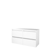 Basic-Line Start 46 badkamermeubelset - 120x46cm - greeploos - 4 lades - wastafelblad - MDF lak Ice White SW639160