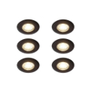 QAZQA Ulo Inbouwspot - set van 6 - 8.2x8.2cm - incl. LED - 3 staps dimbaar - IP44 - rond - mat zwart SW1210186