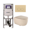 QeramiQ Dely Swirl Toiletset - 36.3x51.7cm - Geberit UP320 Burda inbouwreservoir - slim zitting - bedieningsplaat beige - ronde knoppen - beige SW1164824