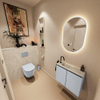 MONDIAZ TURE-DLUX 60cm toiletmeubel Clay. EDEN wastafel Ostra positie links. Met 1 kraangat. SW1104754