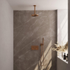 BRAUER Copper Edition Thermostatische Regendouche inbouw - drukknoppen - SET 53 - 20cm hoofddouche - plafondarm - staaf handdouche - doucheslang - wandaansluitbocht - koper geborsteld PVD SW925598