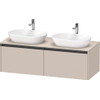 Duravit Ketho 2 wastafelonderbouwkast incl. consoleplaat met 2 laden voor dubbele waskommen 140x55x45.9cm met handgrepen antraciet taupe mat SW772300