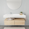 MONDIAZ ALAN 120cm - onderkast - washed oak - 2 lades - vrijhangende wastafel - wasbak links - 1 kraangat - talc SW408456