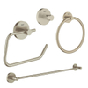 GROHE Essentials accessoireset 4-delig met handdoekring, handdoekhouder, handdoekhaak en toiletrolhouder zonder klep geborsteld Nikkel SW529112