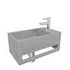 Wiesbaden Julia fonteinset Solid Surface 35x20x16cm betonlook rechts incl Amador fonteinkraan chroom SW794333