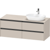 Duravit Ketho 2 wastafelonderbouwkast incl. consoleplaat met 4 laden voor waskom rechts 140x55x56.8cm met handgrepen antraciet taupe mat SW772818