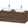 Duravit Ketho 2 wastafelonderbouwkast incl. consoleplaat met 4 laden voor dubbele waskommen 140x55x56.8cm met handgrepen antraciet donker noten mat SW772693