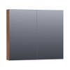 BRAUER Impress Deluxe spiegelkast - 80x70x15cm - interne en externe verlichting - 2 dubbelzijdige spiegeldeuren - Forest Cacao SW371766