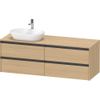 Duravit Ketho 2 wastafelonderbouwkast incl. consoleplaat met 4 laden voor waskom links 160x55x56.8cm met handgrepen antraciet natuur eiken mat SW772757