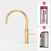 Quooker NL Fusion round kokendwaterkraan opbouw uitloop draaibaar met Combi reservoir & Cube reservoir verguld SW299736