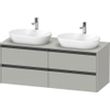 Duravit Ketho 2 wastafelonderbouwkast incl. consoleplaat met 4 laden voor dubbele waskommen 140x55x56.8cm met handgrepen antraciet betongrijs mat SW772754