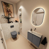 MONDIAZ TURE-DLUX 60cm toiletmeubel Dark Grey. EDEN wastafel Ostra positie midden. Zonder kraangat. SW1104816