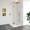 BRAUER Create Inloopdouche - 100x200cm - 2-delig - zijwand 30cm - profielloos - antikalk - 8mm veiligheidsglas - Goud geborsteld SW638670