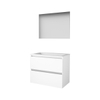 Basic-Line Basic 46 badkamermeubelset - 80x46cm - greeploos - 2 lades - acryl wastafel - 1 kraangat - Spiegel - MDF lak Ice White SW350870