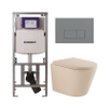 QeramiQ Dely Toiletset - 36.3x51.7cm - diepspoel - rimless - Geberit UP320 inbouwreservoir - softclose toilet zitting 35mm - bedieningsplaat licht grijs - rechthoekige knoppen - mat beige SW1236503