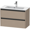 Duravit Ketho 2 wastafelonderbouwkast met 2 laden 81x39x54.9cm met grepen antraciet Linnen mat SW773063