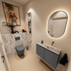 MONDIAZ TURE-DLUX 80cm toiletmeubel Dark Grey. EDEN wastafel Glace positie rechts. Zonder kraangat. SW1103248