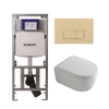 QeramiQ Dely Swirl Toiletset - 36.3x51.7cm - Geberit UP320 Burda inbouwreservoir - 35mm zitting - bedieningsplaat beige - rechthoekige knoppen - wit mat SW1164850