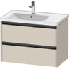 Duravit Ketho 2 wastafelonderbouwkast met 2 laden voor waskom links 78.4x45.5x54.9cm met grepen antraciet taupe supermat SW772531