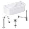 GROHE Euro fonteinset 37x18cm 1 kraangat zonder overloop gebogen chromen kraan sifon afvoerplug fontein Rechthoek wit SW657317