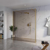 FugaFlow Eccelente Vetro Vrijstaande inloopdouche badkamer - 160x200cm - Rookglas - antikalk - 8mm veiligheidsglas - 2 zijwanden 30cm - met wandarmen en hoekprofielen - Messing geborsteld (goud) - SW1125723