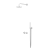 IVY Tribe Regendoucheset - inbouw - symmetry - 2-weg stop-omstel - 40cm wandarm - 25cm medium hoofddouche - houder met uitlaat - 150cm doucheslang - staafmodel handdouche - RVS316 - geborsteld SW1032231
