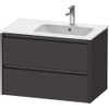 Duravit Ketho 2 wastafelonderbouwkast met 2 laden voor waskom rechts 81x48x54.9cm met grepen antraciet grafiet supermat SW771908