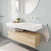 MONDIAZ ALAN 120cm - onderkast - washed oak - 1 lade - vrijhangende wastafel - wasbak rechts - 0 kraangaten - talc SW408574
