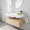 MONDIAZ ALAN 100cm - onderkast - washed oak - 1 lade - vrijhangende wastafel - wasbak links - 1 kraangat - talc SW408562