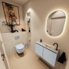MONDIAZ TURE-DLUX 80cm toiletmeubel Clay. EDEN wastafel Ostra positie rechts. Met 1 kraangat. SW1104793