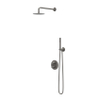 IVY Pact Regendoucheset - inbouw - 2-weg stop-omstel - 15cm plafondbuis - 20cm slim hoofddouche rond - houder met uitlaat - 150cm doucheslang - 3-standen handdouche - Geborsteld metal black PVD SW1035151