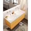 MONDIAZ VICA Badkamermeubelset - 120cm - 4 lades - wasbak Moon dubbel - 0 kraangaten - solid surface ocher SW411120