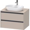 Duravit Ketho 2 wastafelonderbouwkast incl. consoleplaat met 2 laden 80x55x56.8cm met handgrepen antraciet taupe supermat SW772417