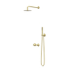 IVY Pact Regendoucheset - inbouw - symmetry - 2-weg stop-omstel - 15cm plafondbuis - 20cm medium hoofddouche - houder met uitlaat - 150cm doucheslang - 3-standen handdouche - Geborsteld mat goud PVD SW1036117