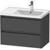 Duravit Ketho 2 wastafelonderbouwkast met 2 laden voor waskom rechts 78.4x45.5x54.9cm met grepen antraciet grafiet mat SW772099