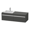 Duravit Ketho Wastafelonderkast 140x55.5x42.6cm 2 lades Standaard greep met softclose spaanplaat Grafiet Mat 0300586