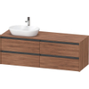 Duravit Ketho 2 wastafelonderbouwkast incl. consoleplaat met 4 laden voor waskom links 160x55x56.8cm met handgrepen antraciet noten mat SW771929
