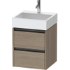 Duravit Ketho 2 wastafelonderbouwkast - 2 laden - 48.4x46x54.9cm - grepen antraciet - eiken terra mat SW772387