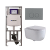 QeramiQ Dely Swirl Toiletset - 36.3x51.7cm - Geberit UP320 Burda inbouwreservoir - slim zitting - bedieningsplaat licht grijs - ronde knoppen - wit glans SW1164796