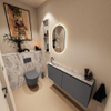 MONDIAZ TURE-DLUX 120cm toiletmeubel Dark Grey. EDEN wastafel Glace positie links. Met 1 kraangat. SW1103322