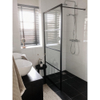 FugaFlow Efficiente Vetro inloopdouche badkamer - 90x200cm - lines frame buitenzijde - antikalk - mat zwart SW1123608