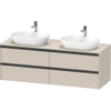 Duravit Ketho 2 wastafelonderbouwkast incl. consoleplaat met 4 laden voor dubbele waskommen 160x55x56.8cm met handgrepen antraciet taupe supermat SW772064