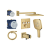 Grohe Grohtherm regendoucheset inbouw - hoofddouche vierkant - handdouche vierkant - cool sunrise geborsteld SW1235154
