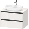 Duravit Ketho 2 wastafelonderbouwkast incl. consoleplaat met 2 laden 80x55x56.8cm met handgrepen antraciet hoogglans wit SW772023