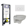 Plieger Basic Rimfree Toiletset - UP320 inbouwreservoir - wandcloset - randloos - zitting - softclose - witte bedieningsplaat - ronde knoppen - wit SW1222515