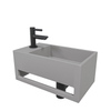 Wiesbaden Julia fonteinset Solid Surface 35x20x16cm betonlook links incl Amador fonteinkraan mat zwart SW794343