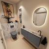 MONDIAZ TURE-DLUX 120cm toiletmeubel Dark Grey. EDEN wastafel Glace positie rechts. Met 1 kraangat. SW1103237